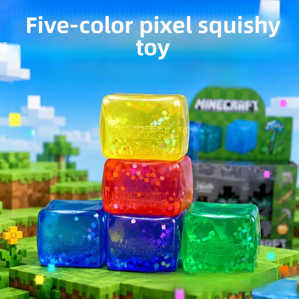 Geometric Squishy Toy Made Of Plastic With Sequins, Available In Yellow For Stress Relief