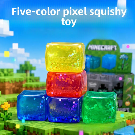 Geometric Squishy Toy Made Of Plastic With Sequins, Available In Yellow For Stress Relief