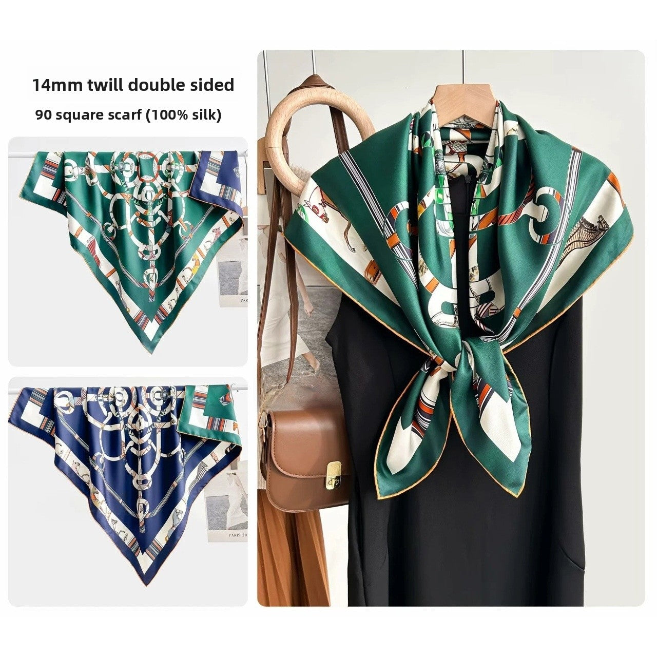 Women’s Silk Plant Pattern Scarf In Multicolor, Suitable For All Seasons