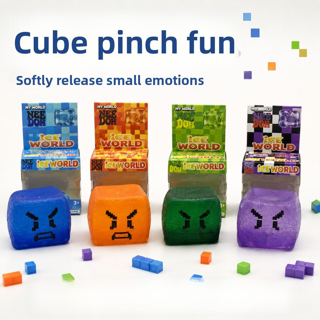 Rubik's Cube Squishy Toy Made Of Soft TPR Material In Blue, Perfect Stress Relief Toy
