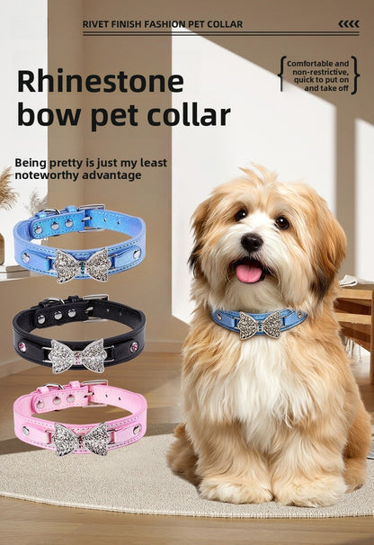 Birthday Bow Tie Pet Collar In PU Leather For All Seasons, Stylish And Comfortable Accessory
