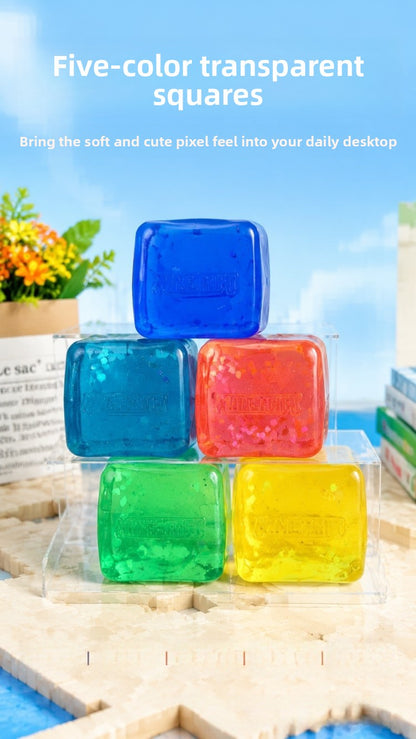 Geometric Squishy Toy Made Of Plastic With Sequins, Available In Yellow For Stress Relief
