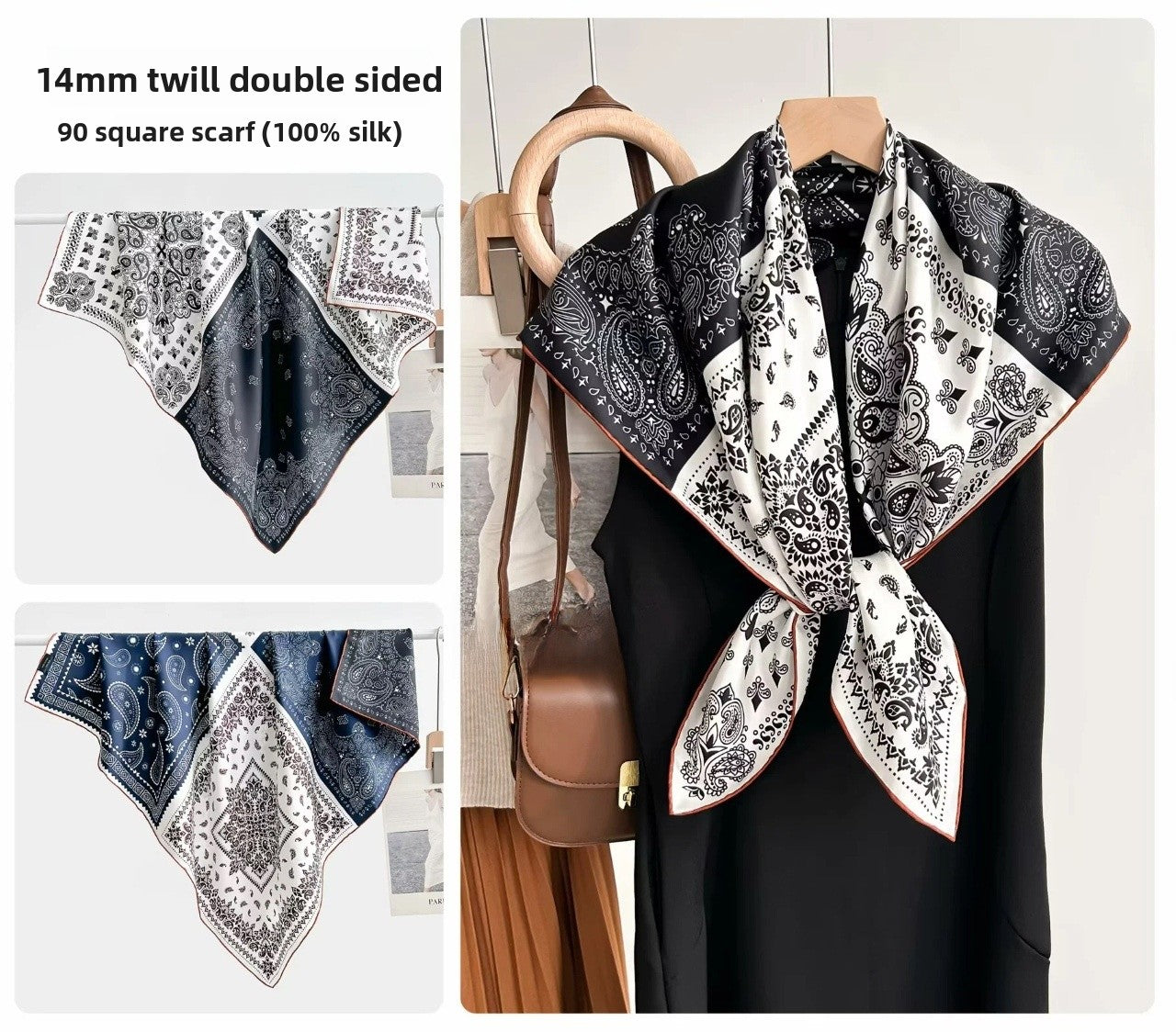Women’s Silk Plant Pattern Scarf In Multicolor, Suitable For All Seasons