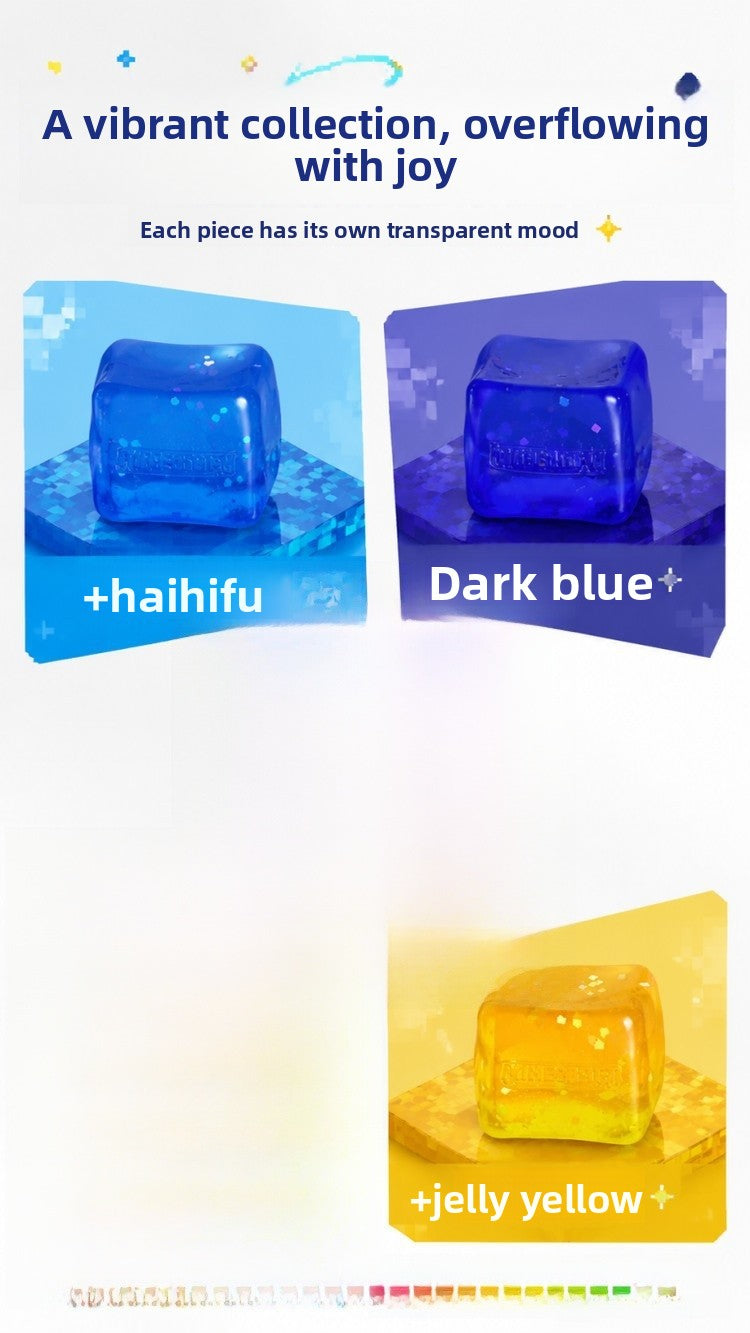 Geometric Squishy Toy Made Of Plastic With Sequins, Available In Yellow For Stress Relief