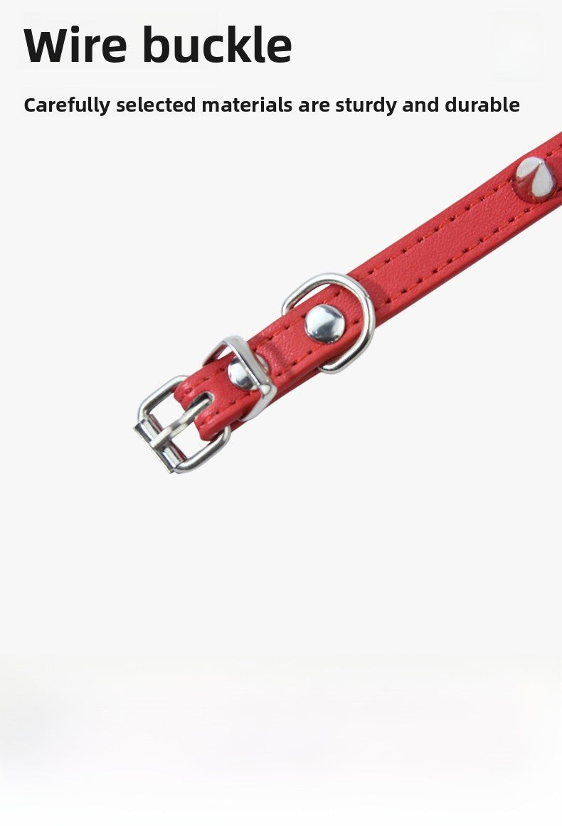 Solid Color PU Leather Pet Collar For All Seasons, Perfect For New Year Celebrations
