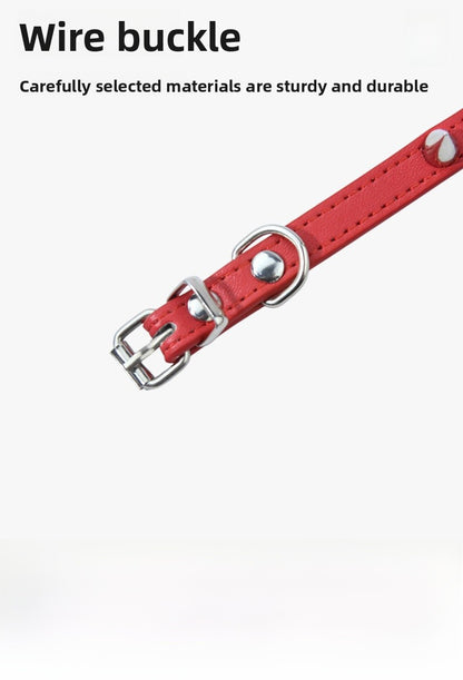 Solid Color PU Leather Pet Collar For All Seasons, Perfect For New Year Celebrations