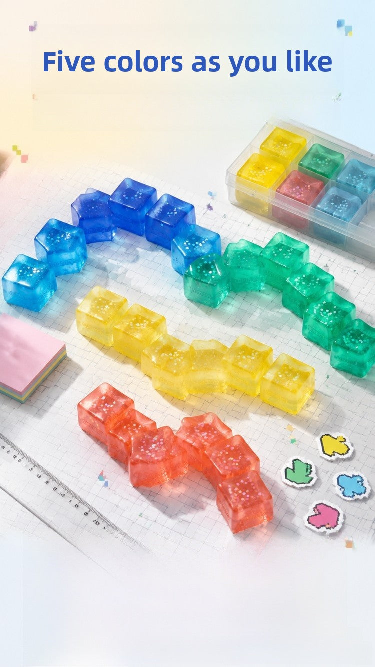 Geometric Squishy Toy Made Of Plastic With Sequins, Available In Yellow For Stress Relief