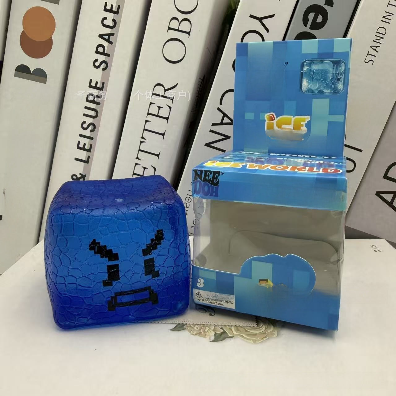 Rubik's Cube Squishy Toy Made Of Soft TPR Material In Blue, Perfect Stress Relief Toy