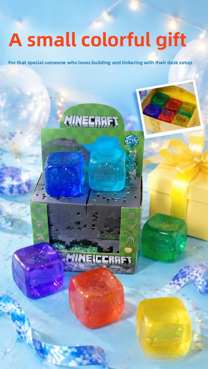 Geometric Squishy Toy Made Of Plastic With Sequins, Available In Yellow For Stress Relief
