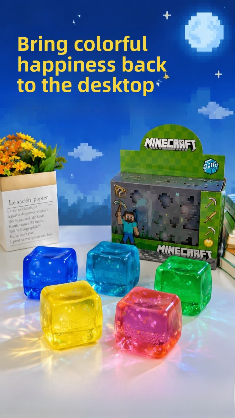 Geometric Squishy Toy Made Of Plastic With Sequins, Available In Yellow For Stress Relief