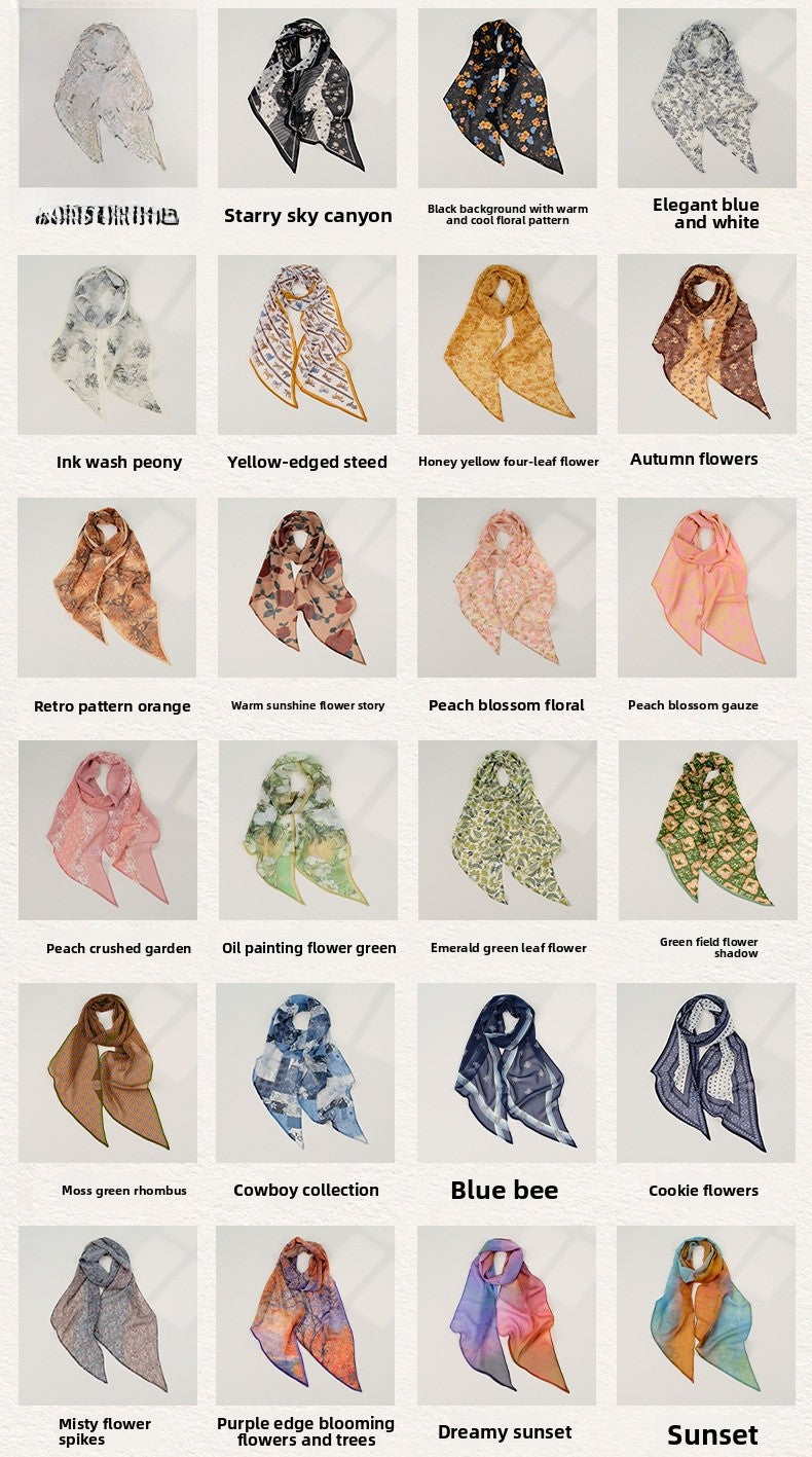 French Style Plaid Silk Scarf For Women In Multicolor Polyester, Perfect For Spring