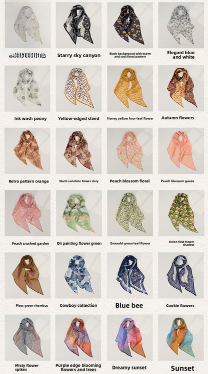 French Style Plaid Silk Scarf For Women In Multicolor Polyester, Perfect For Spring