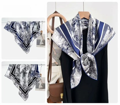 Women’s Silk Plant Pattern Scarf In Multicolor, Suitable For All Seasons