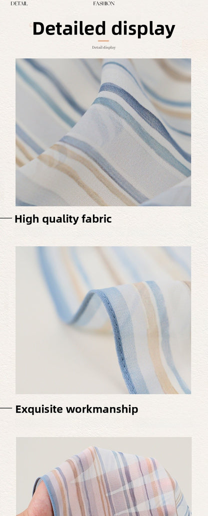 French Style Plaid Silk Scarf For Women In Multicolor Polyester, Perfect For Spring