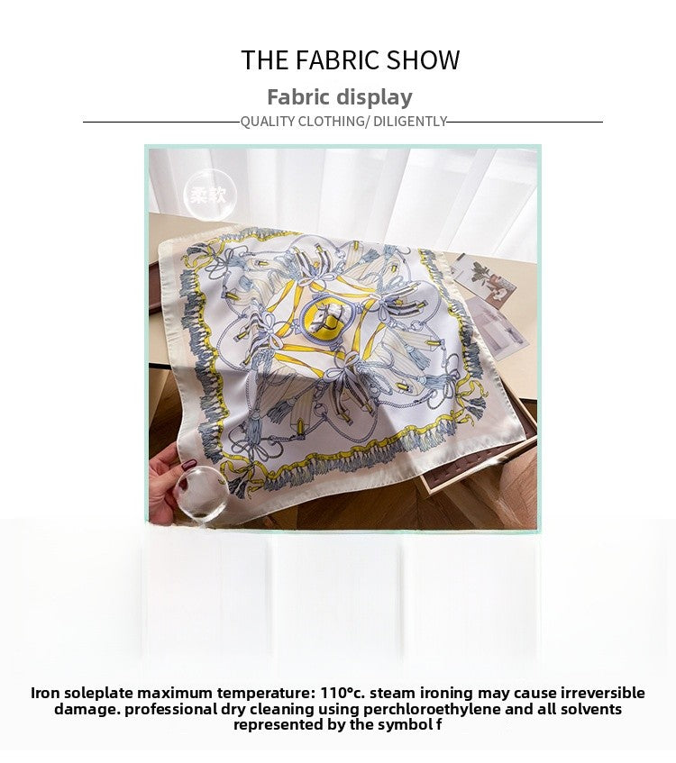 Paisley Pattern Silk Scarf For Women In Blue, Lightweight Polyester Commute Accessory For Summer