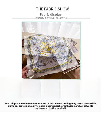 Paisley Pattern Silk Scarf For Women In Blue, Lightweight Polyester Commute Accessory For Summer