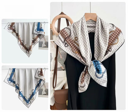 Women’s Silk Plant Pattern Scarf In Multicolor, Suitable For All Seasons