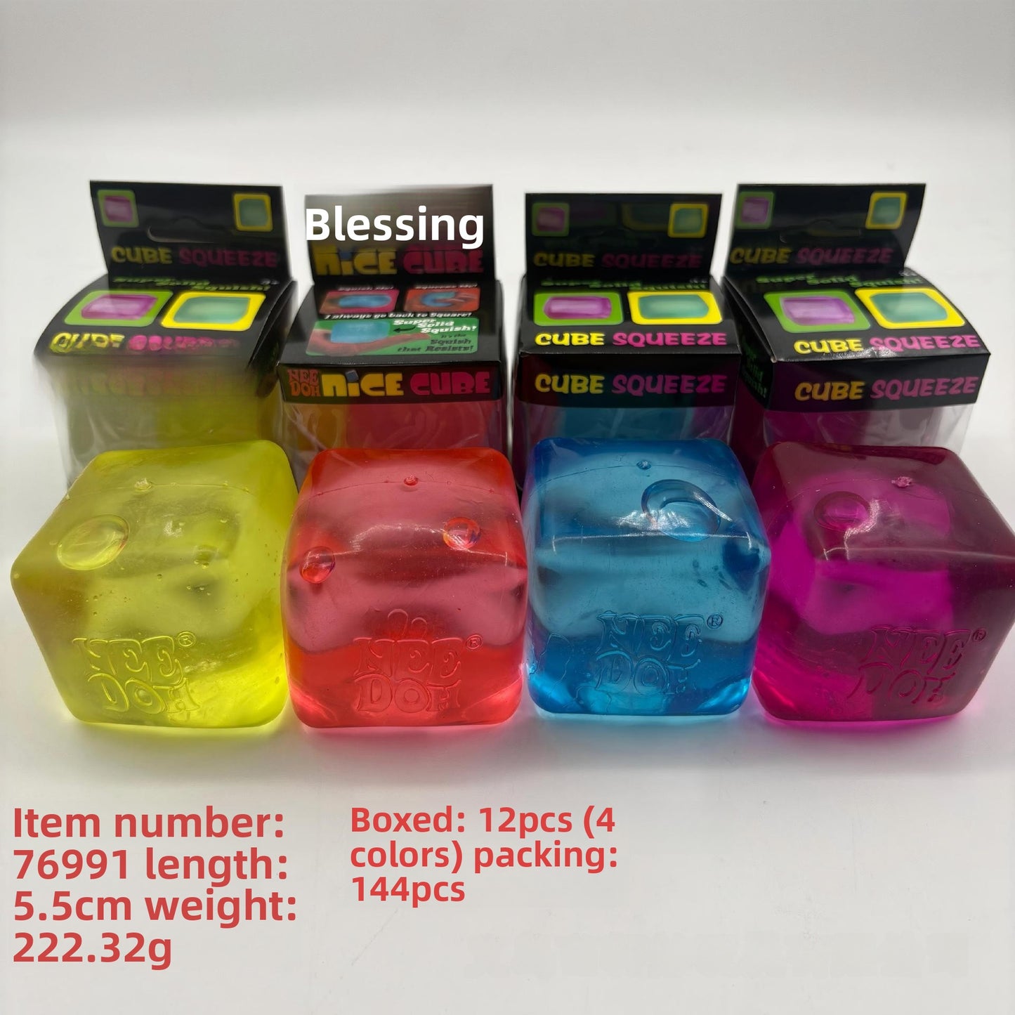 Ice Cube Squishy Toy Made Of Soft TPR Material, Transparent Stress Relief Toy