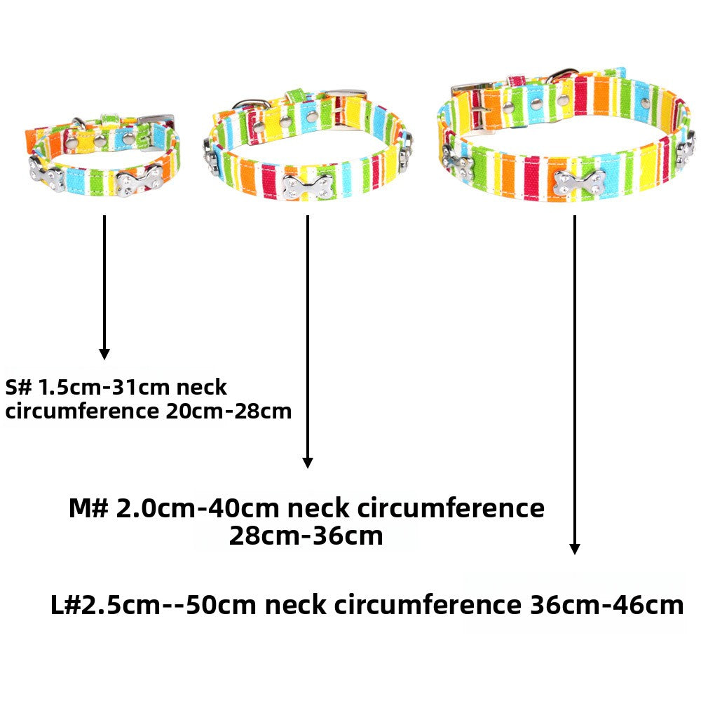 Rainbow Halloween Pet Collar In Durable Canvas, Suitable For All Seasons