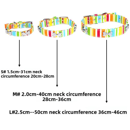 Rainbow Halloween Pet Collar In Durable Canvas, Suitable For All Seasons