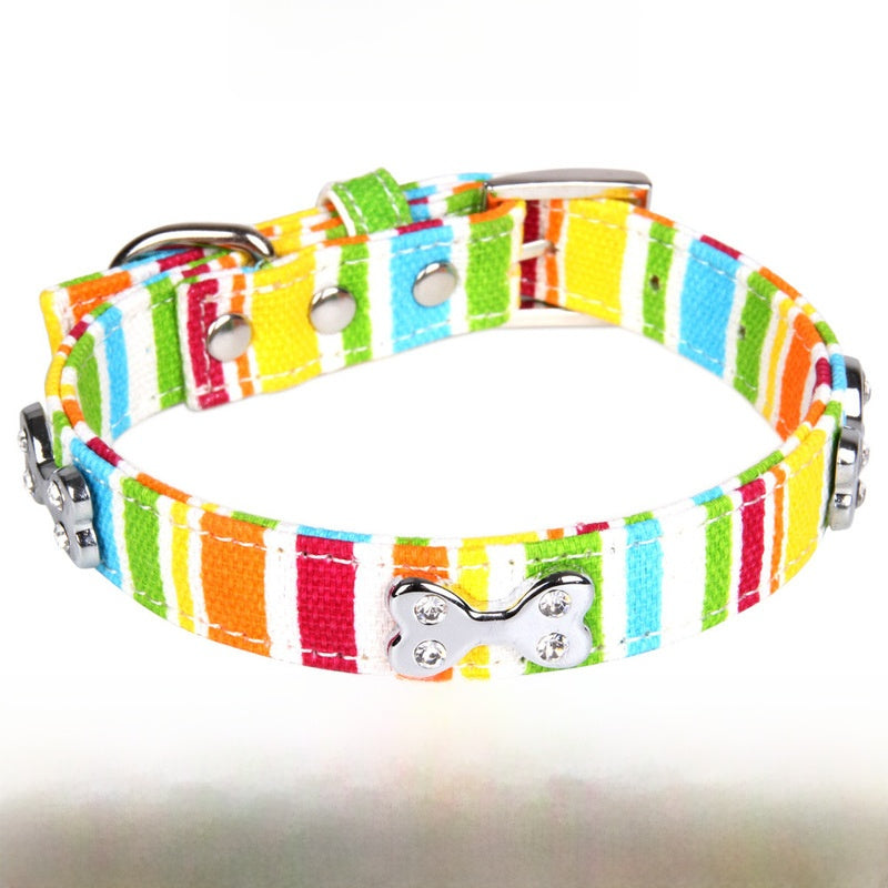 Rainbow Halloween Pet Collar In Durable Canvas, Suitable For All Seasons
