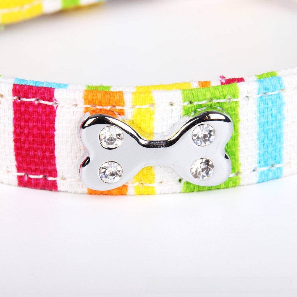 Rainbow Halloween Pet Collar In Durable Canvas, Suitable For All Seasons