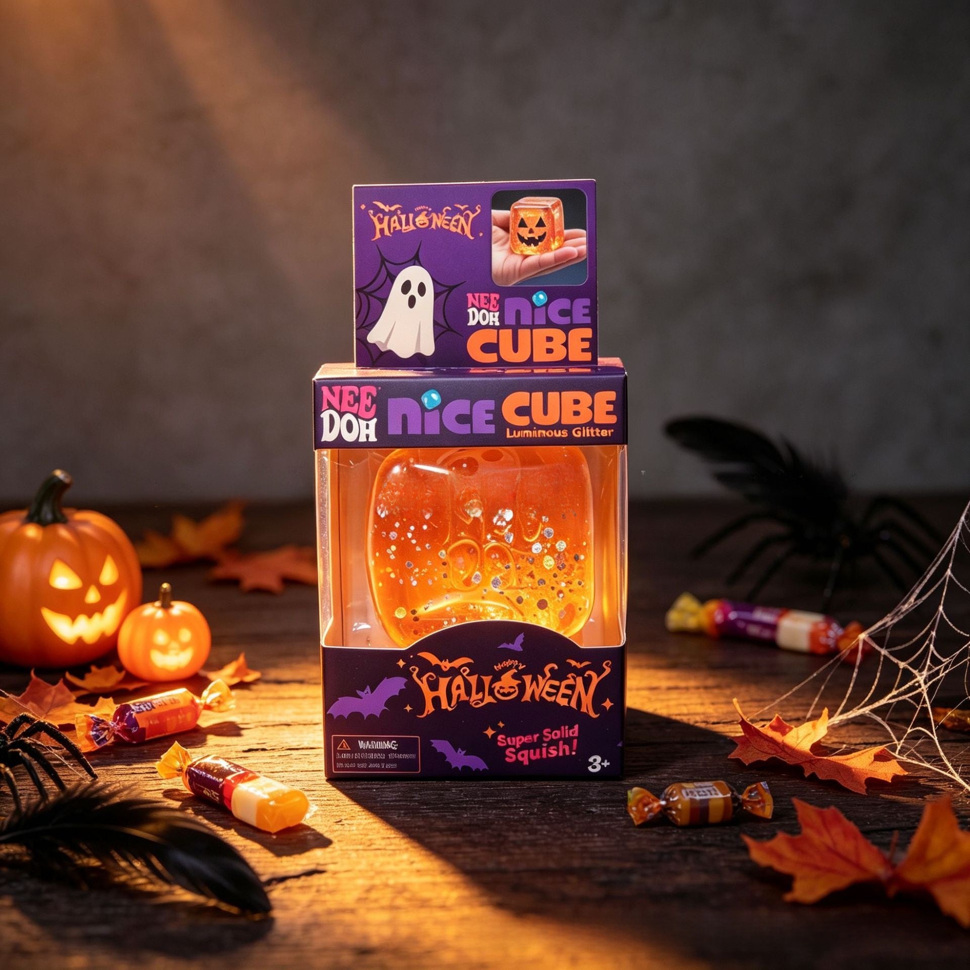 Halloween Ice Cube Squishy Toy Made Of TPR Featuring Luminous Craft, Ideal Stress Relief Toy