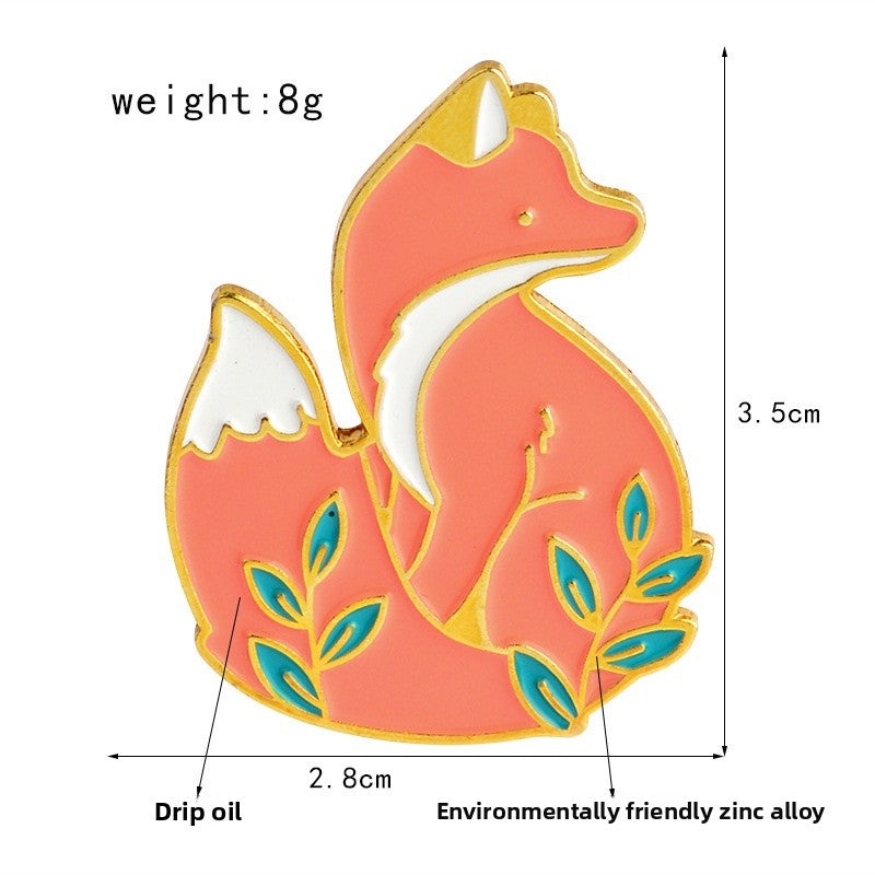 Fox Pin In Silver Alloy Featuring Enamel Craftsmanship