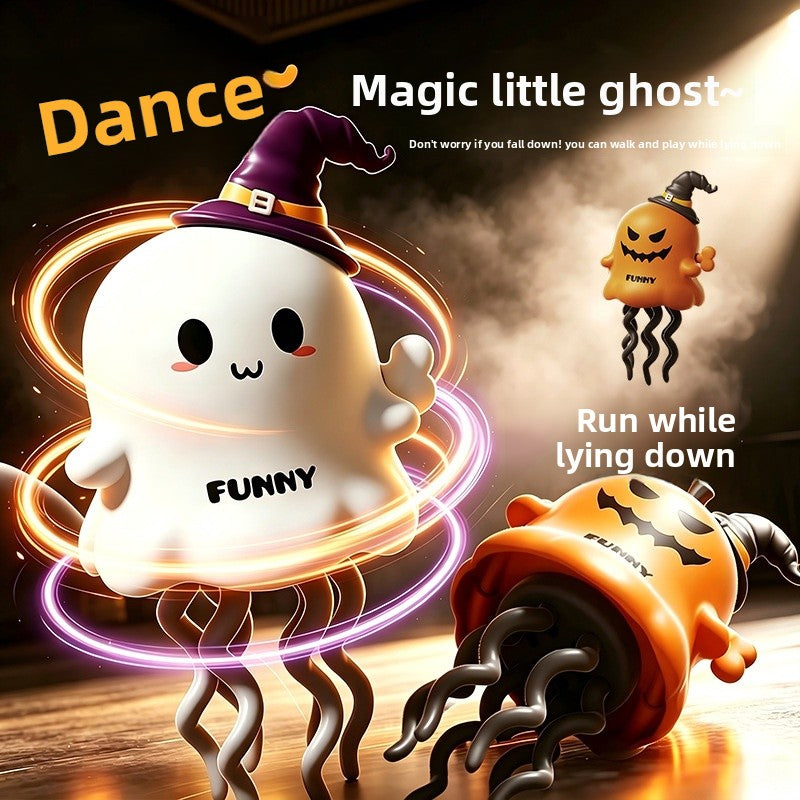 Halloween Pumpkin Clockwork Toy For Children Unisex, Made Of Durable Orange Plastic