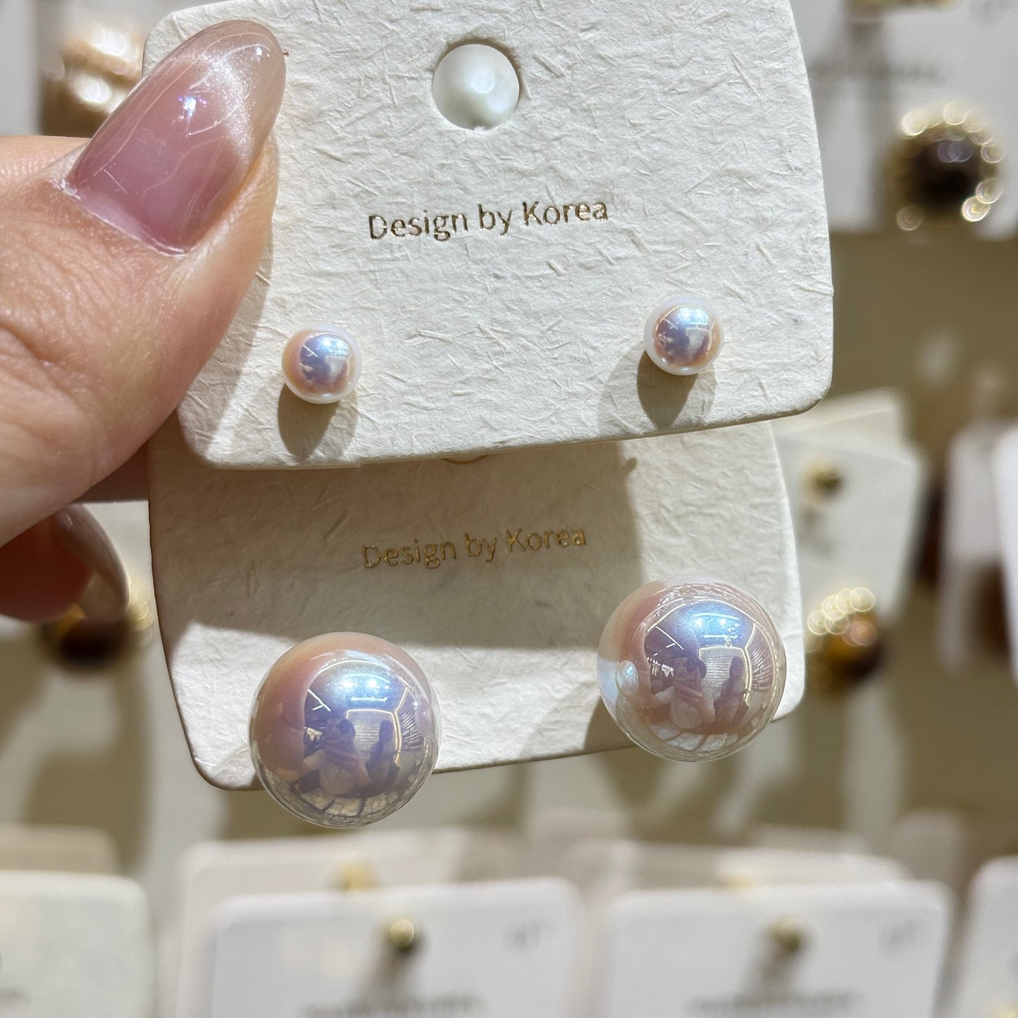 Round Inlay Artificial Pearl Stud Earrings For Women In Simple Style With White Pearl