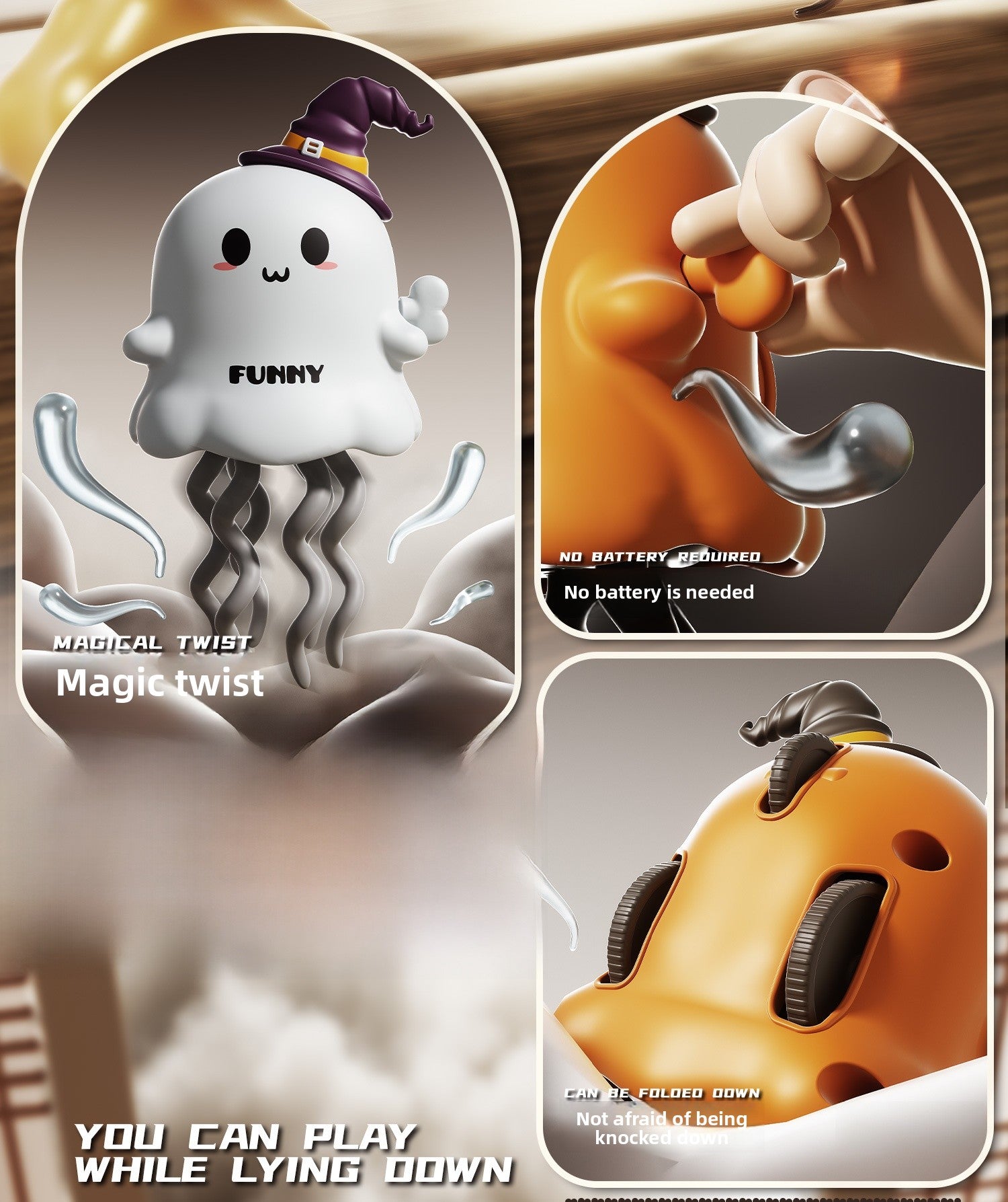 Halloween Pumpkin Clockwork Toy For Children Unisex, Made Of Durable Orange Plastic
