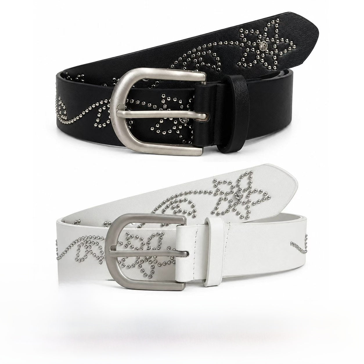 Original Design Unisex PU Leather Belt With Alloy Pin Buckle Featuring Flowers Pattern