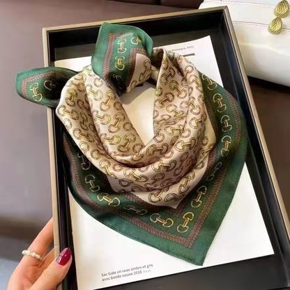 Women's Chiffon Silk Scarf With Flowers Pattern In White, Perfect For Spring