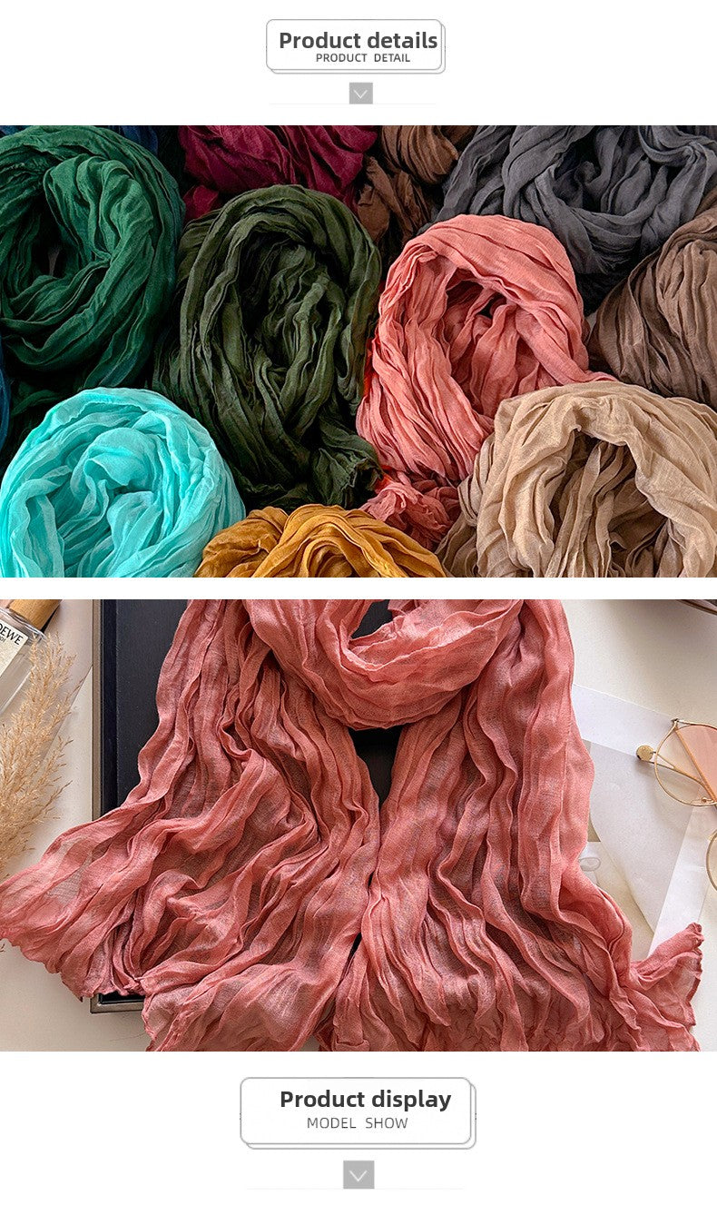 Solid Color Watermelon Red Polyester Scarf For Women, Commute Style, Perfect For Autumn And Winter