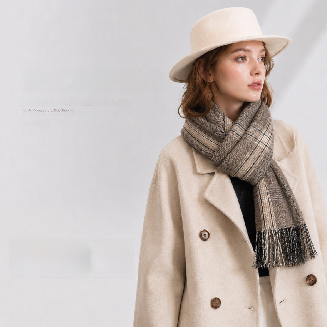 Plaid Polyester Scarf For Women, Stylish Winter Accessory