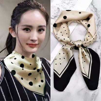 Women's Chiffon Silk Scarf With Flowers Pattern In White, Perfect For Spring