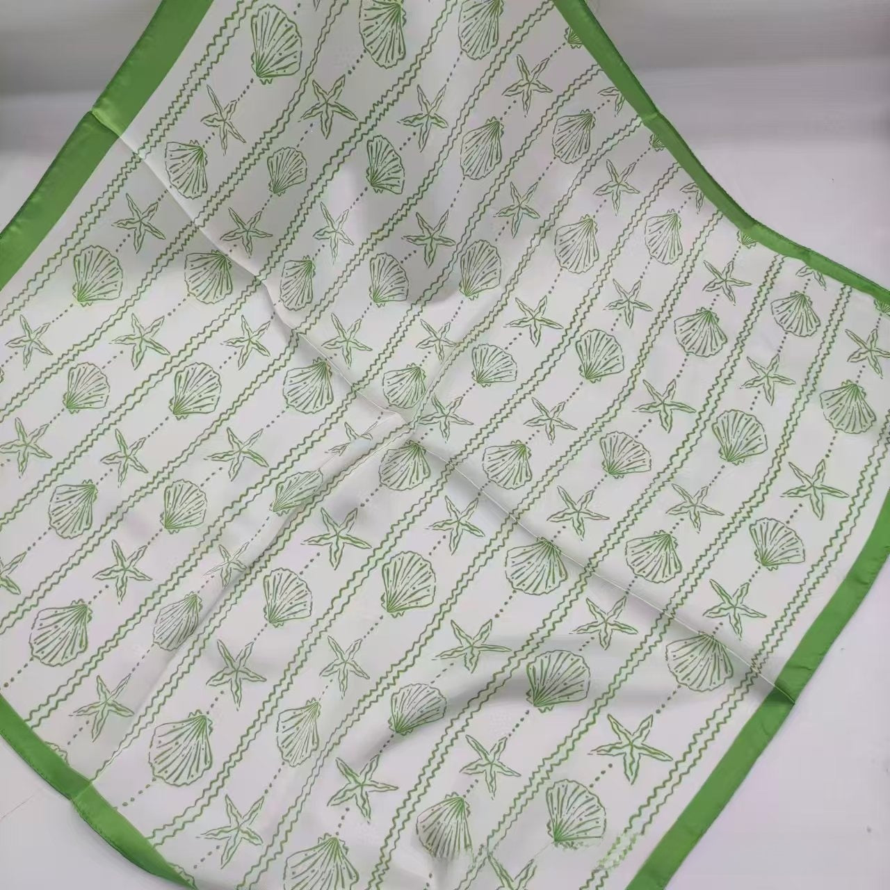 Women's Chiffon Silk Scarf With Flowers Pattern In White, Perfect For Spring