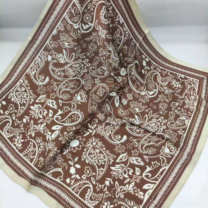 Women's Chiffon Silk Scarf With Flowers Pattern In White, Perfect For Spring