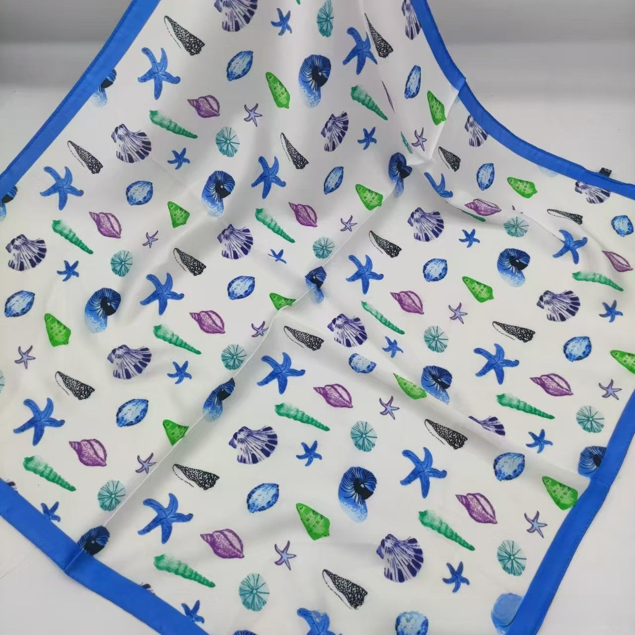 Women's Chiffon Silk Scarf With Flowers Pattern In White, Perfect For Spring