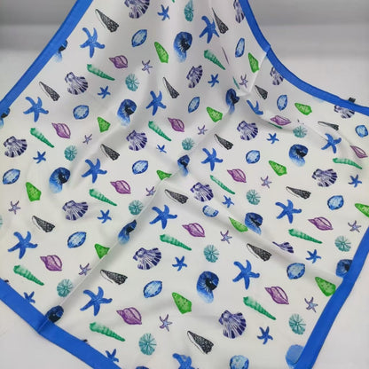 Women's Chiffon Silk Scarf With Flowers Pattern In White, Perfect For Spring
