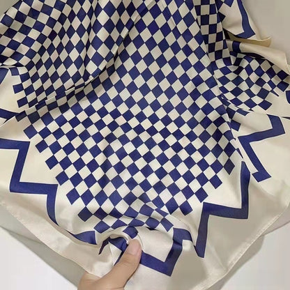 Women's Chiffon Silk Scarf With Flowers Pattern In White, Perfect For Spring
