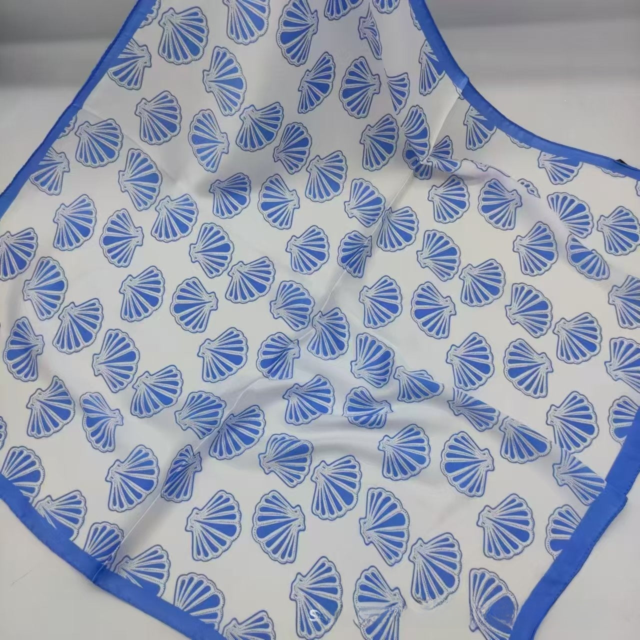 Women's Chiffon Silk Scarf With Flowers Pattern In White, Perfect For Spring