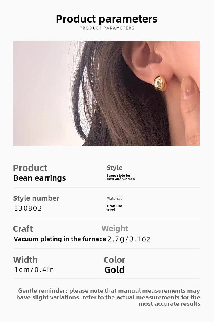 Round Stud Earrings For Women Featuring Waterproof Non Tarnish Gold Titanium Steel With 304 Stainless Steel Ear Pins