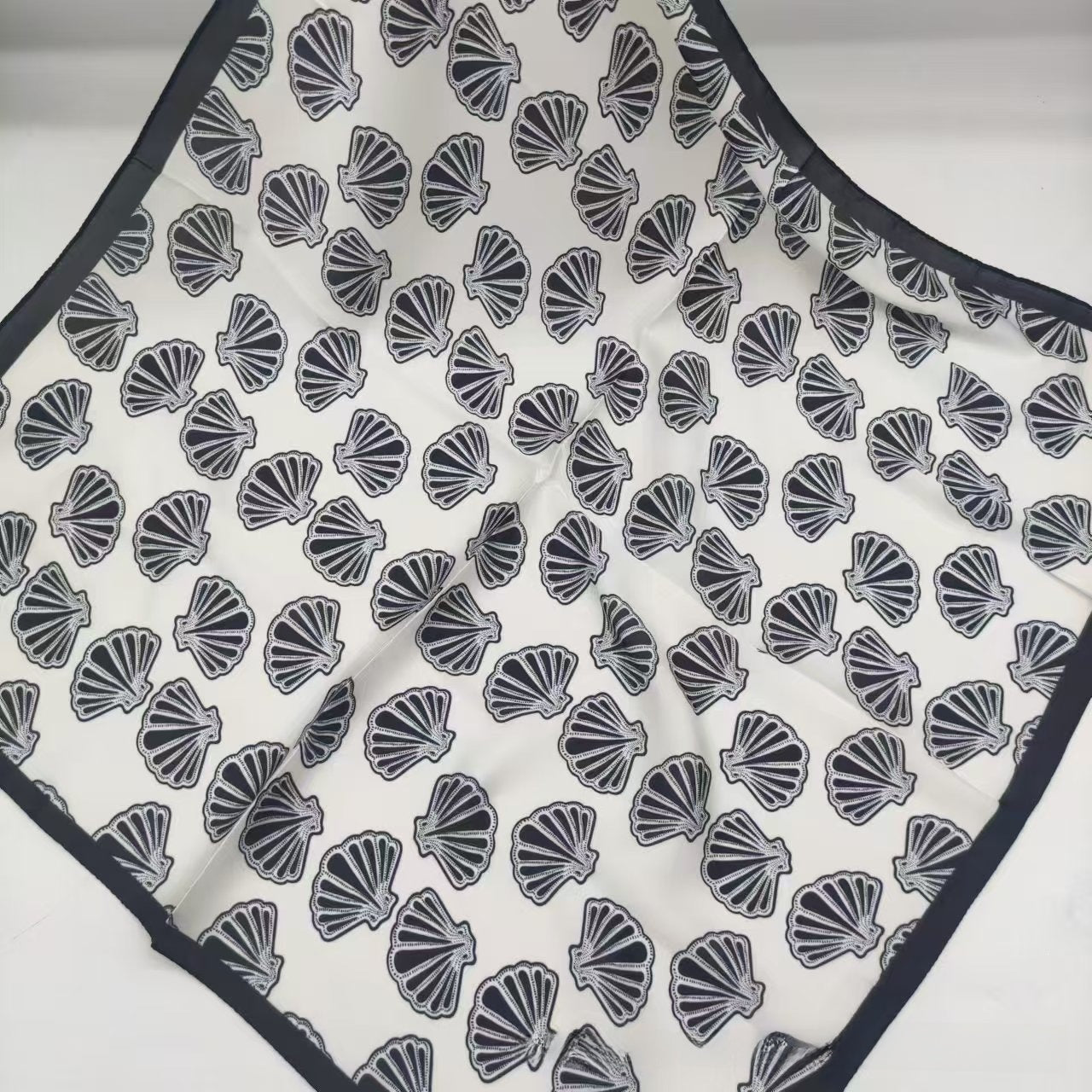 Women's Chiffon Silk Scarf With Flowers Pattern In White, Perfect For Spring