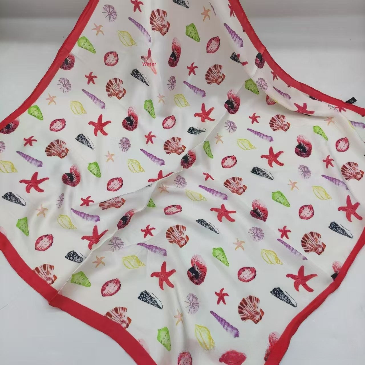Women's Chiffon Silk Scarf With Flowers Pattern In White, Perfect For Spring