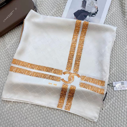 French Style Wings Silk Scarf For Women In White Silk, Perfect For Spring & Summer