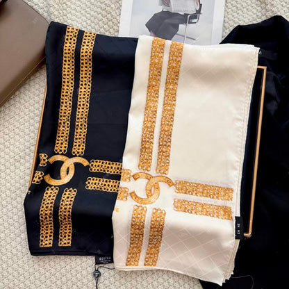 French Style Wings Silk Scarf For Women In White Silk, Perfect For Spring & Summer