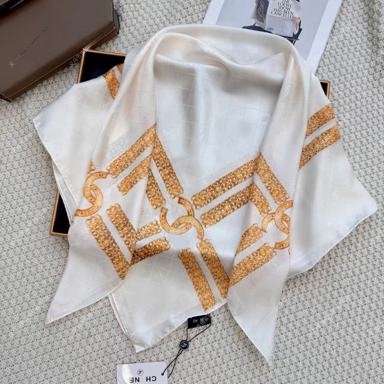 French Style Wings Silk Scarf For Women In White Silk, Perfect For Spring & Summer