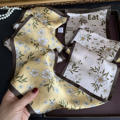 Sweet Silk Flowers Pattern Scarf For Women In Apricot, Perfect For Summer