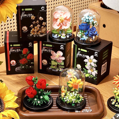 Valentine's Day Multicolor Flowers Building Toys For Kids Ages 7-16, Plastic Construction Set For Children Unisex